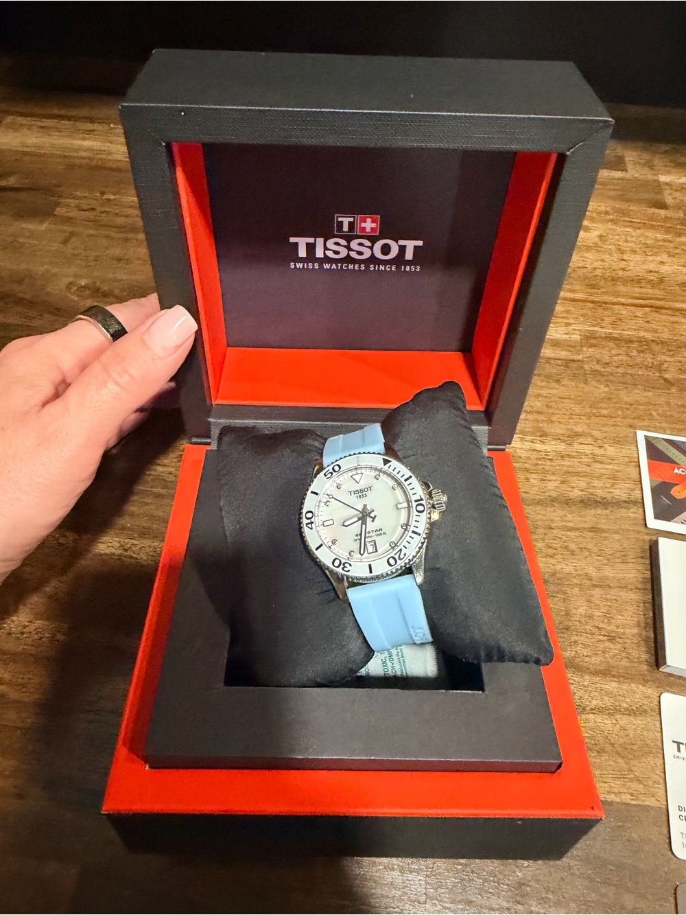 Tissot Seastar 1000 Light Blue Strap Silver Bezel Watch with two extra bands …